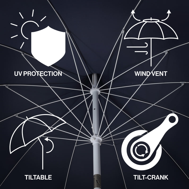 Delphine 8 ft. Classic Bohemian Fringe Pagoda Market Patio Umbrella with Auto-Tilt Crank Wind Vent and UV Protection