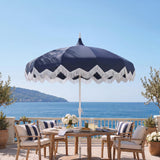 Delphine 8 ft. Classic Bohemian Fringe Pagoda Market Patio Umbrella with Auto-Tilt Crank Wind Vent and UV Protection