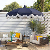 Delphine 8 ft. Classic Bohemian Fringe Pagoda Market Patio Umbrella with Auto-Tilt Crank Wind Vent and UV Protection