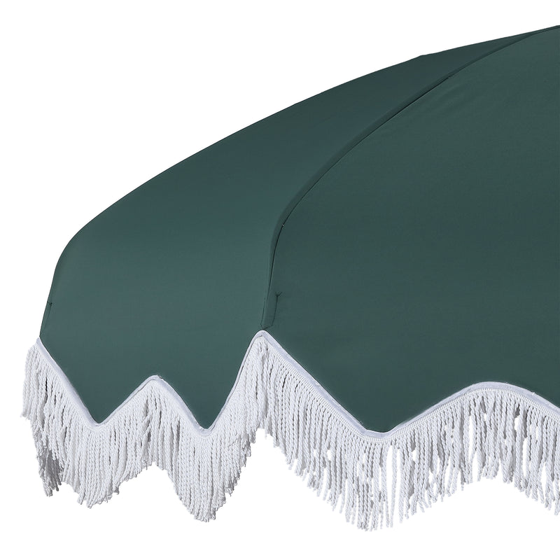Delphine 8 ft. Classic Bohemian Fringe Pagoda Market Patio Umbrella with Auto-Tilt Crank Wind Vent and UV Protection
