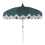Delphine 8 ft. Classic Bohemian Fringe Pagoda Market Patio Umbrella with Auto-Tilt Crank Wind Vent and UV Protection