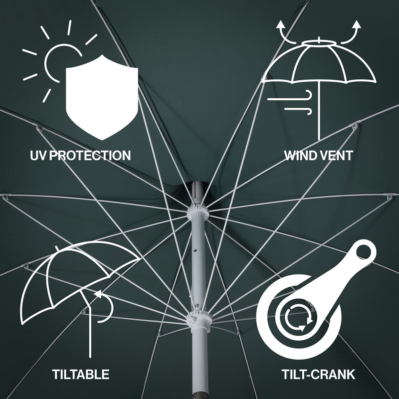 Delphine 8 ft. Classic Bohemian Fringe Pagoda Market Patio Umbrella with Auto-Tilt Crank Wind Vent and UV Protection