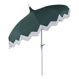 Delphine 8 ft. Classic Bohemian Fringe Pagoda Market Patio Umbrella with Auto-Tilt Crank Wind Vent and UV Protection
