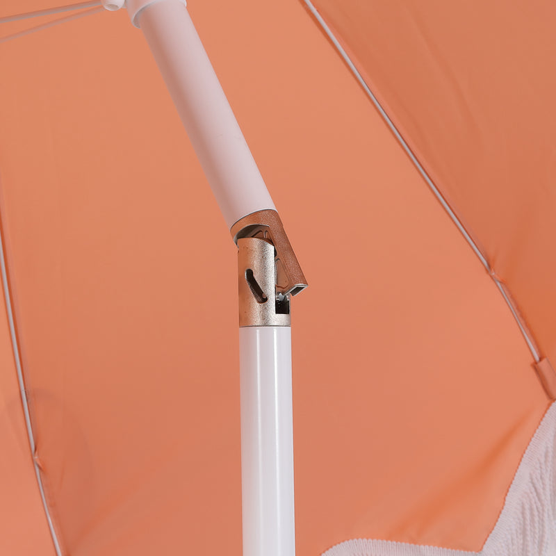 Delphine 8 ft. Classic Bohemian Fringe Pagoda Market Patio Umbrella with Auto-Tilt Crank Wind Vent and UV Protection