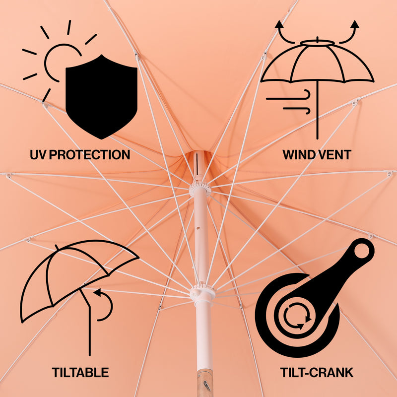 Delphine 8 ft. Classic Bohemian Fringe Pagoda Market Patio Umbrella with Auto-Tilt Crank Wind Vent and UV Protection