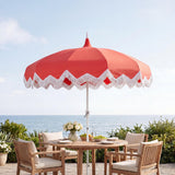 Delphine 8 ft. Classic Bohemian Fringe Pagoda Market Patio Umbrella with Auto-Tilt Crank Wind Vent and UV Protection