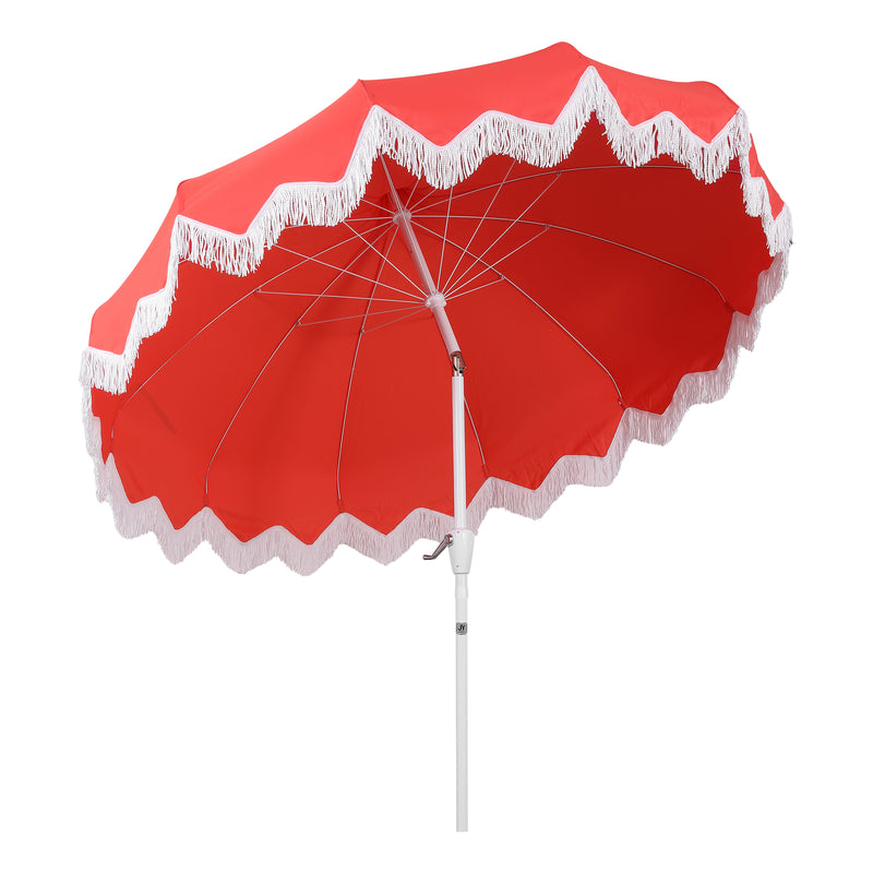 Delphine 8 ft. Classic Bohemian Fringe Pagoda Market Patio Umbrella with Auto-Tilt Crank Wind Vent and UV Protection