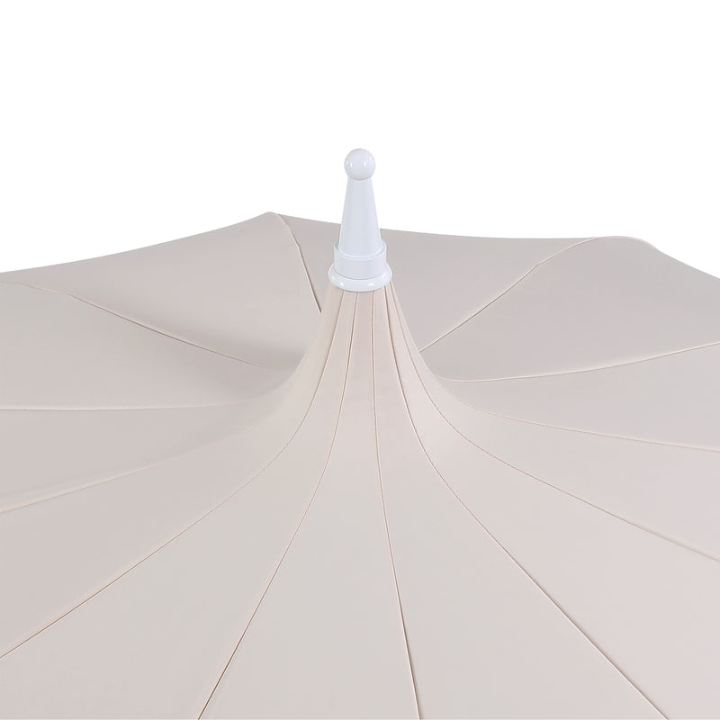 Maren 8 ft. Classic Coastal Scalloped Lotus Pagoda Market Patio Umbrella with Auto-Tilt Crank Wind Vent and UV Protection