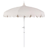 Maren 8 ft. Classic Coastal Scalloped Lotus Pagoda Market Patio Umbrella with Auto-Tilt Crank Wind Vent and UV Protection