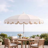 Maren 8 ft. Classic Coastal Scalloped Lotus Pagoda Market Patio Umbrella with Auto-Tilt Crank Wind Vent and UV Protection