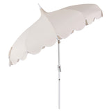 Maren 8 ft. Classic Coastal Scalloped Lotus Pagoda Market Patio Umbrella with Auto-Tilt Crank Wind Vent and UV Protection