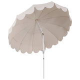 Maren 8 ft. Classic Coastal Scalloped Lotus Pagoda Market Patio Umbrella with Auto-Tilt Crank Wind Vent and UV Protection