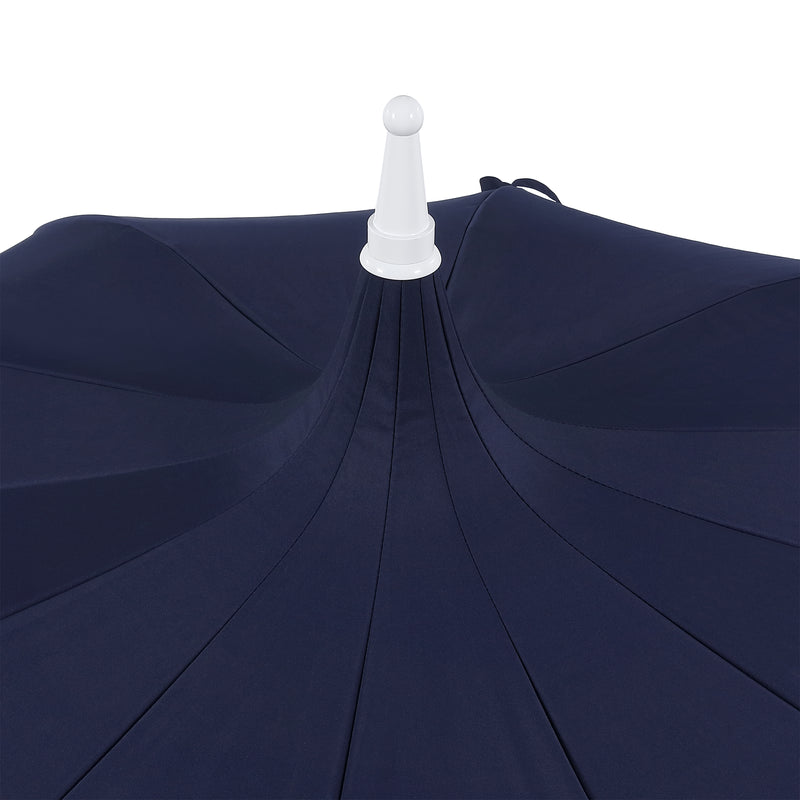 Maren 8 ft. Classic Coastal Scalloped Lotus Pagoda Market Patio Umbrella with Auto-Tilt Crank Wind Vent and UV Protection