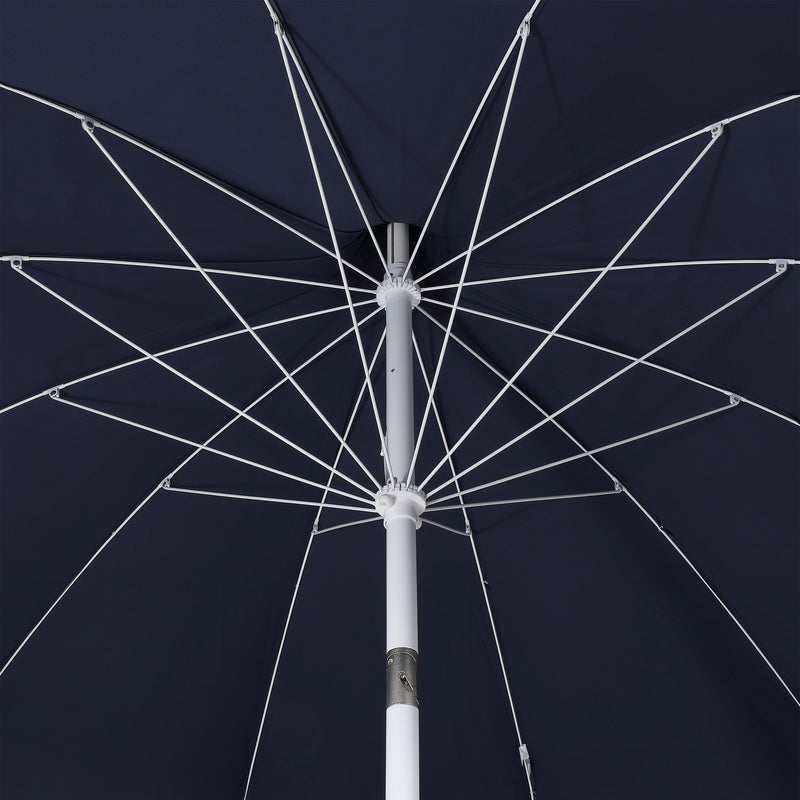 Maren 8 ft. Classic Coastal Scalloped Lotus Pagoda Market Patio Umbrella with Auto-Tilt Crank Wind Vent and UV Protection