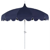 Maren 8 ft. Classic Coastal Scalloped Lotus Pagoda Market Patio Umbrella with Auto-Tilt Crank Wind Vent and UV Protection
