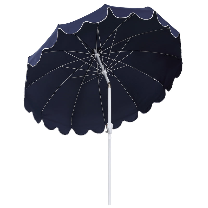 Maren 8 ft. Classic Coastal Scalloped Lotus Pagoda Market Patio Umbrella with Auto-Tilt Crank Wind Vent and UV Protection
