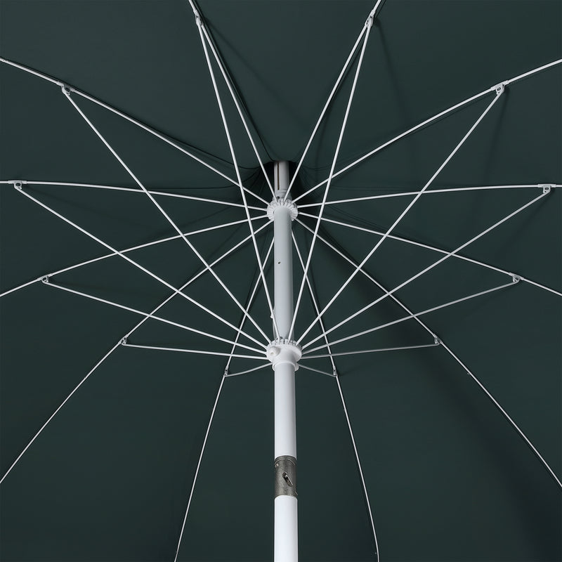 Maren 8 ft. Classic Coastal Scalloped Lotus Pagoda Market Patio Umbrella with Auto-Tilt Crank Wind Vent and UV Protection