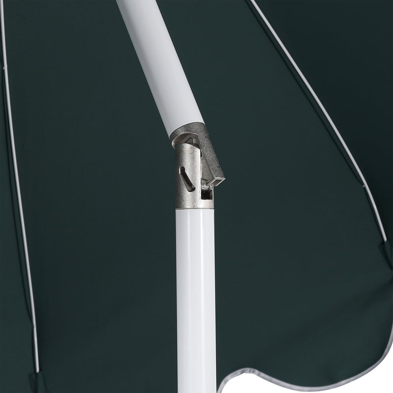 Maren 8 ft. Classic Coastal Scalloped Lotus Pagoda Market Patio Umbrella with Auto-Tilt Crank Wind Vent and UV Protection