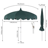 Maren 8 ft. Classic Coastal Scalloped Lotus Pagoda Market Patio Umbrella with Auto-Tilt Crank Wind Vent and UV Protection