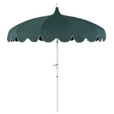 Maren 8 ft. Classic Coastal Scalloped Lotus Pagoda Market Patio Umbrella with Auto-Tilt Crank Wind Vent and UV Protection