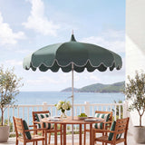 Maren 8 ft. Classic Coastal Scalloped Lotus Pagoda Market Patio Umbrella with Auto-Tilt Crank Wind Vent and UV Protection