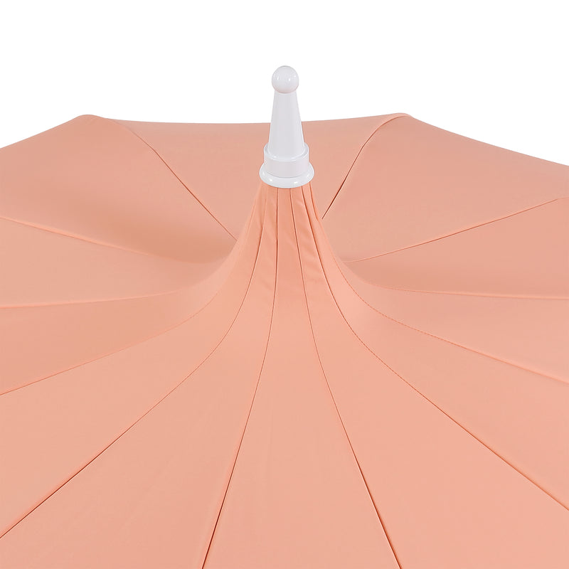 Maren 8 ft. Classic Coastal Scalloped Lotus Pagoda Market Patio Umbrella with Auto-Tilt Crank Wind Vent and UV Protection