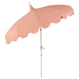 Maren 8 ft. Classic Coastal Scalloped Lotus Pagoda Market Patio Umbrella with Auto-Tilt Crank Wind Vent and UV Protection