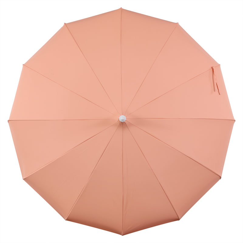 Maren 8 ft. Classic Coastal Scalloped Lotus Pagoda Market Patio Umbrella with Auto-Tilt Crank Wind Vent and UV Protection