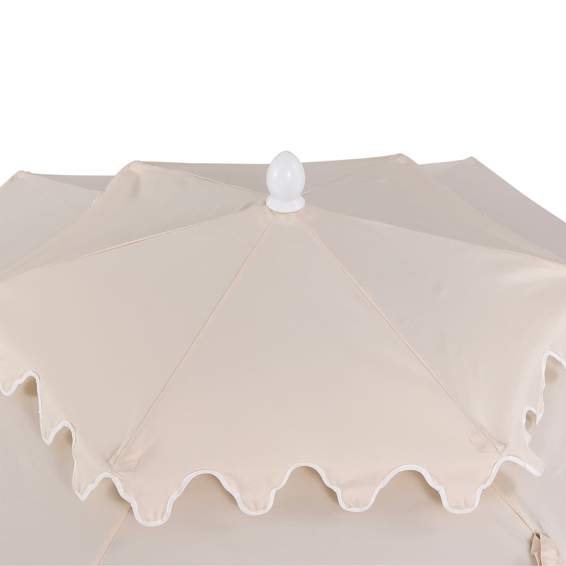 Fletcher 8.5 ft. Coastal Double-Tiered Castle Market Patio Umbrella with Auto-Tilt Crank Wind Vent and UV Protection
