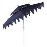 Fletcher 8.5 ft. Coastal Double-Tiered Castle Market Patio Umbrella with Auto-Tilt Crank Wind Vent and UV Protection
