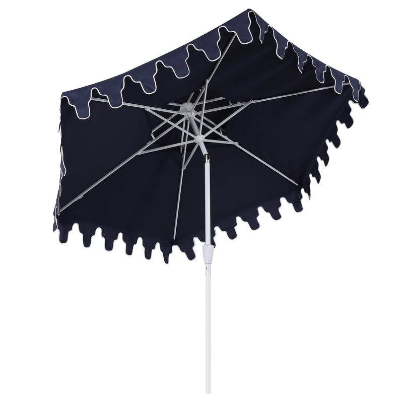 Fletcher 8.5 ft. Coastal Double-Tiered Castle Market Patio Umbrella with Auto-Tilt Crank Wind Vent and UV Protection