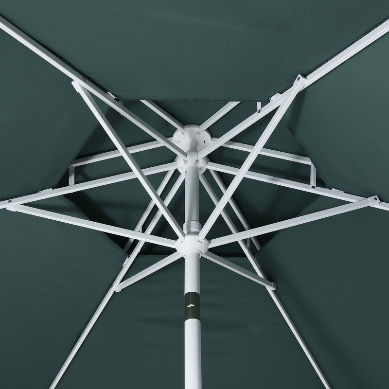 Fletcher 8.5 ft. Coastal Double-Tiered Castle Market Patio Umbrella with Auto-Tilt Crank Wind Vent and UV Protection