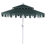 Fletcher 8.5 ft. Coastal Double-Tiered Castle Market Patio Umbrella with Auto-Tilt Crank Wind Vent and UV Protection