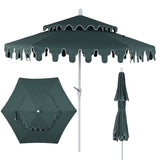 Fletcher 8.5 ft. Coastal Double-Tiered Castle Market Patio Umbrella with Auto-Tilt Crank Wind Vent and UV Protection