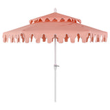 Fletcher 8.5 ft. Coastal Double-Tiered Castle Market Patio Umbrella with Auto-Tilt Crank Wind Vent and UV Protection