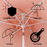 Fletcher 8.5 ft. Coastal Double-Tiered Castle Market Patio Umbrella with Auto-Tilt Crank Wind Vent and UV Protection