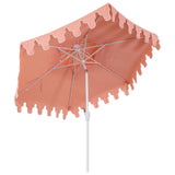 Fletcher 8.5 ft. Coastal Double-Tiered Castle Market Patio Umbrella with Auto-Tilt Crank Wind Vent and UV Protection