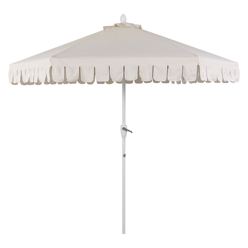 Dexter 8.5 ft. Classic Castle Scalloped Market Patio Umbrella with Auto-Tilt Crank Wind Vent and UV Protection