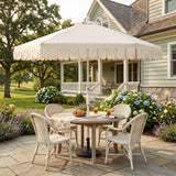 Dexter 8.5 ft. Classic Castle Scalloped Market Patio Umbrella with Auto-Tilt Crank Wind Vent and UV Protection