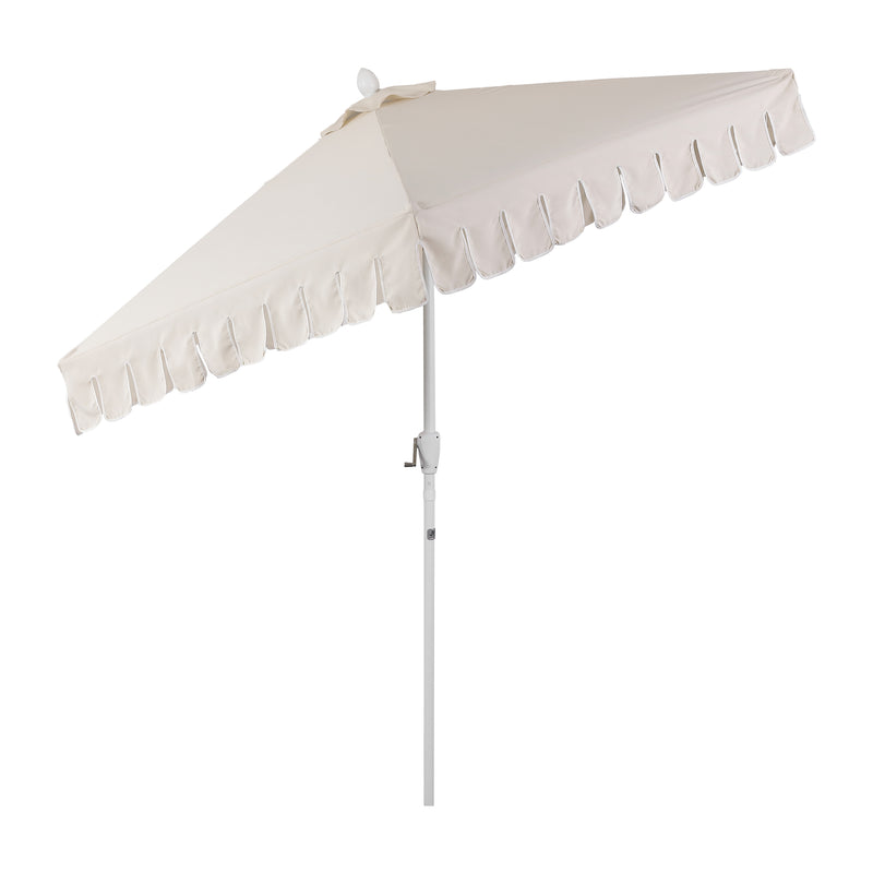 Dexter 8.5 ft. Classic Castle Scalloped Market Patio Umbrella with Auto-Tilt Crank Wind Vent and UV Protection