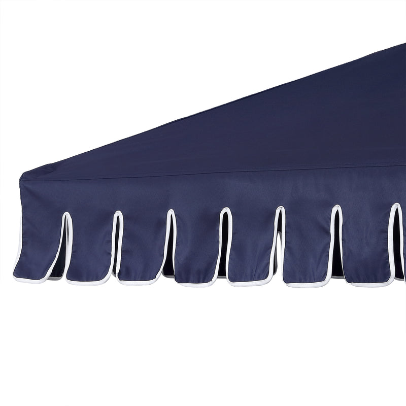 Dexter 8.5 ft. Classic Castle Scalloped Market Patio Umbrella with Auto-Tilt Crank Wind Vent and UV Protection