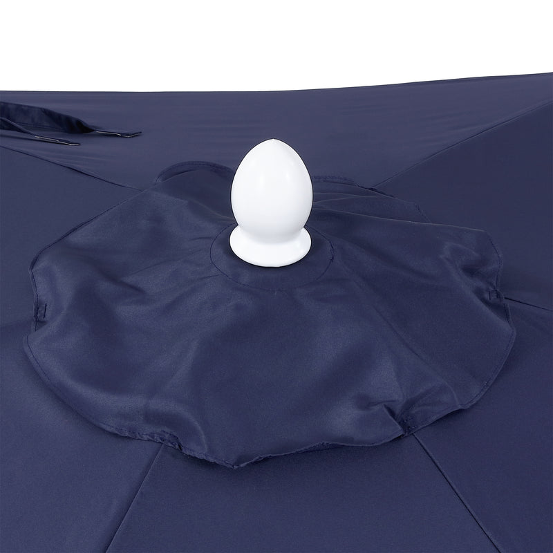 Dexter 8.5 ft. Classic Castle Scalloped Market Patio Umbrella with Auto-Tilt Crank Wind Vent and UV Protection