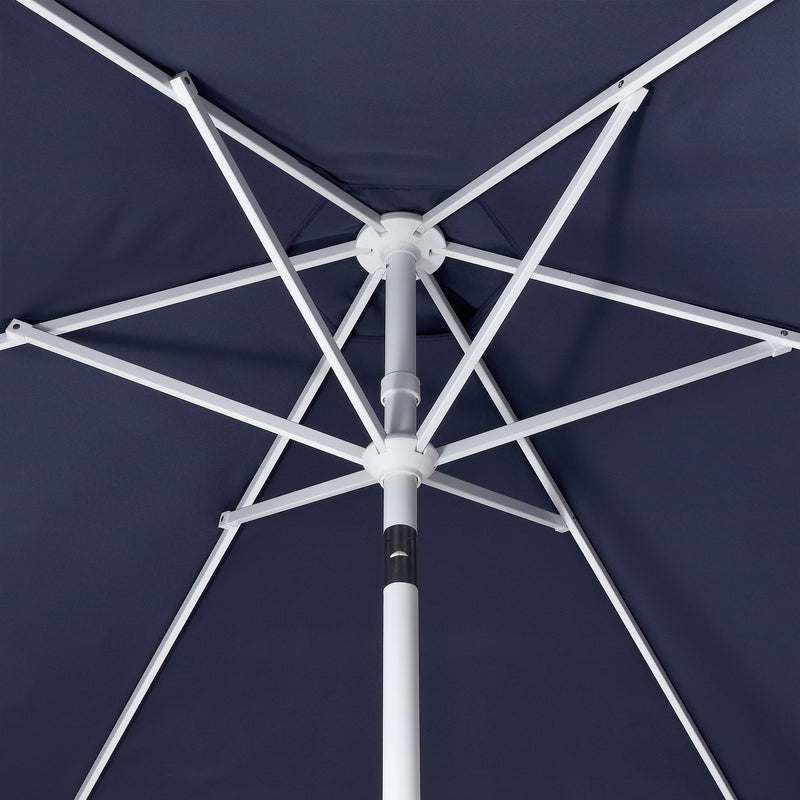 Dexter 8.5 ft. Classic Castle Scalloped Market Patio Umbrella with Auto-Tilt Crank Wind Vent and UV Protection