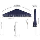 Dexter 8.5 ft. Classic Castle Scalloped Market Patio Umbrella with Auto-Tilt Crank Wind Vent and UV Protection