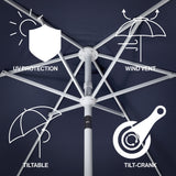 Dexter 8.5 ft. Classic Castle Scalloped Market Patio Umbrella with Auto-Tilt Crank Wind Vent and UV Protection