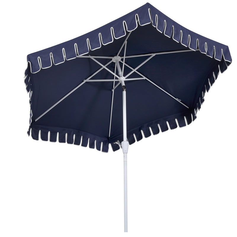 Dexter 8.5 ft. Classic Castle Scalloped Market Patio Umbrella with Auto-Tilt Crank Wind Vent and UV Protection