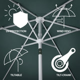 Dexter 8.5 ft. Classic Castle Scalloped Market Patio Umbrella with Auto-Tilt Crank Wind Vent and UV Protection