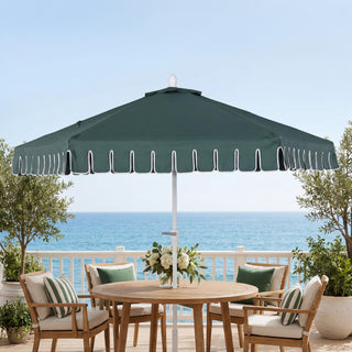 Dexter 8.5 ft. Classic Castle Scalloped Market Patio Umbrella with Auto-Tilt Crank Wind Vent and UV Protection