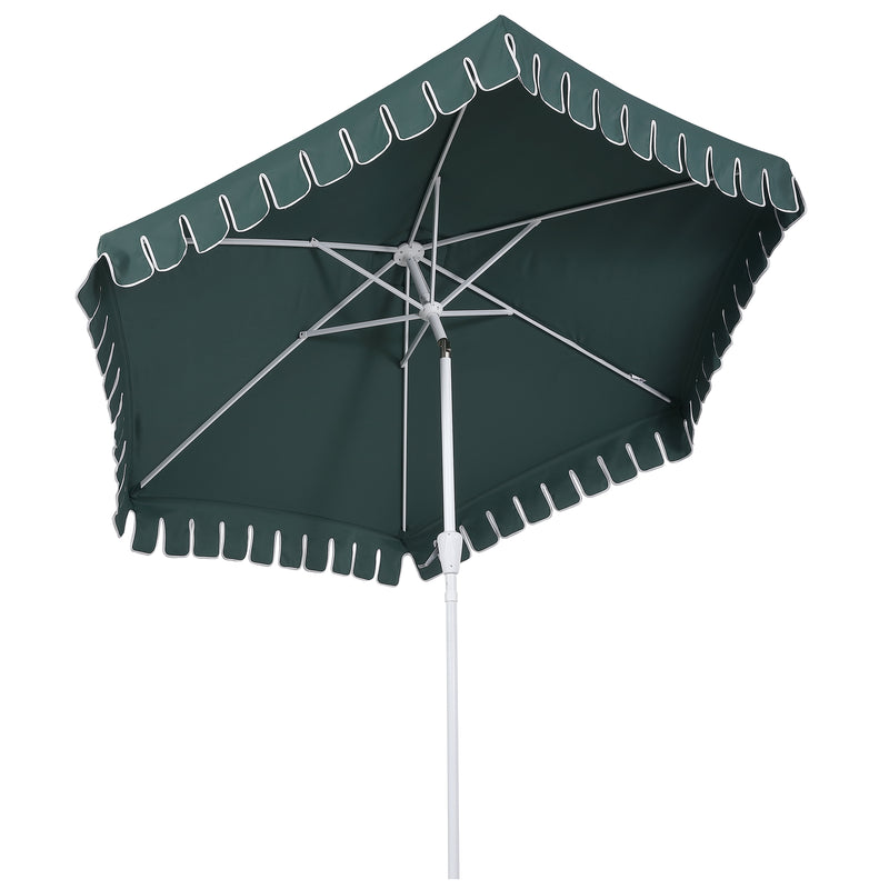 Dexter 8.5 ft. Classic Castle Scalloped Market Patio Umbrella with Auto-Tilt Crank Wind Vent and UV Protection