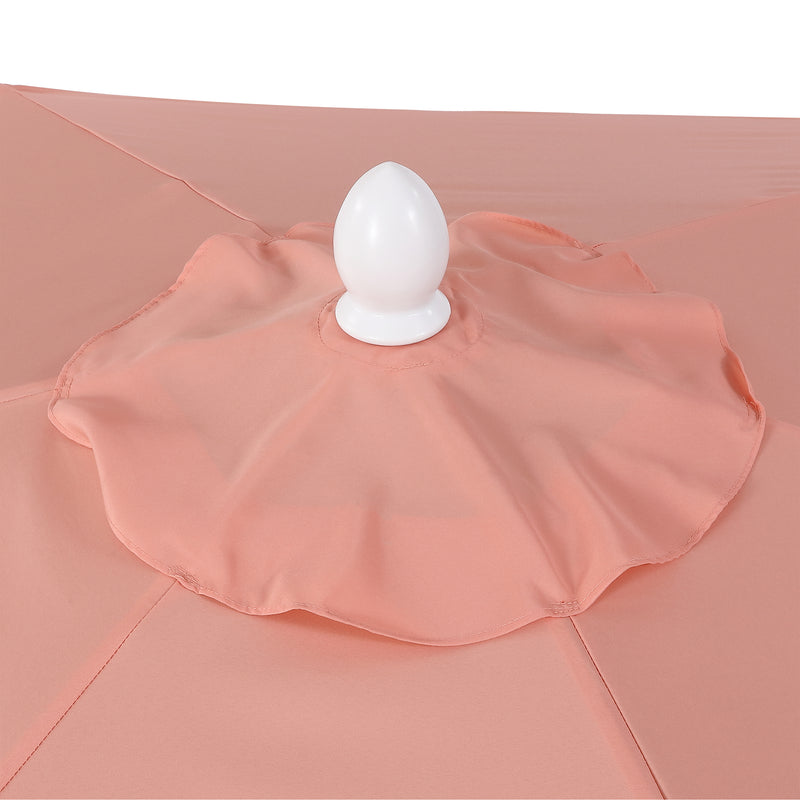 Dexter 8.5 ft. Classic Castle Scalloped Market Patio Umbrella with Auto-Tilt Crank Wind Vent and UV Protection